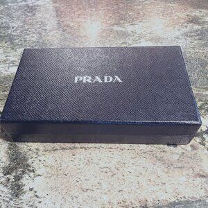 PRADA Baby Blue Lago Saffiano Leather Continental Flap Wallet in Original Box